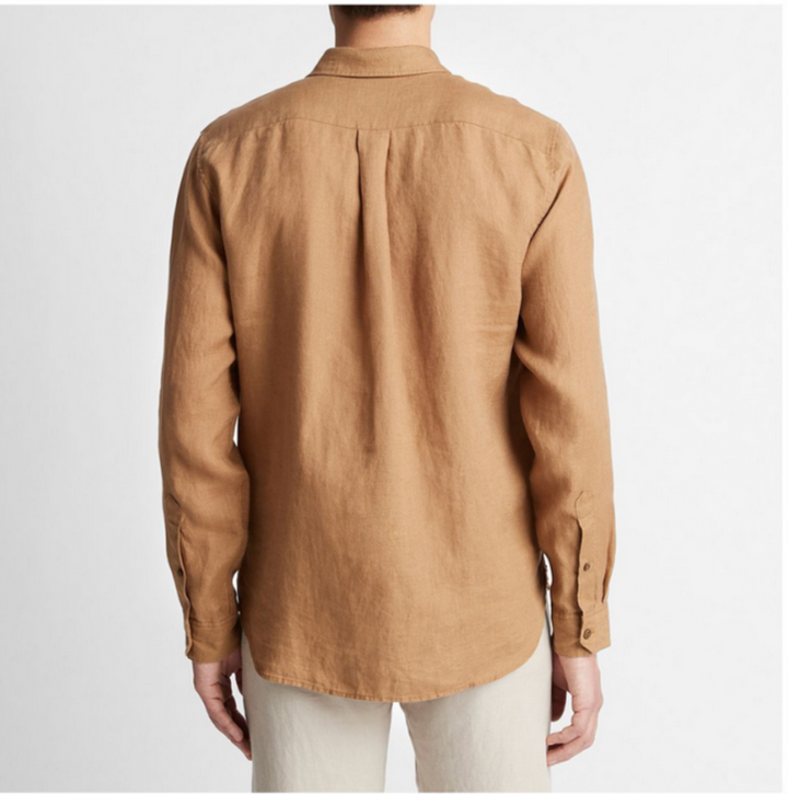 Vince Solid Classic Fit Linen Button Down Shirt MSRP $225