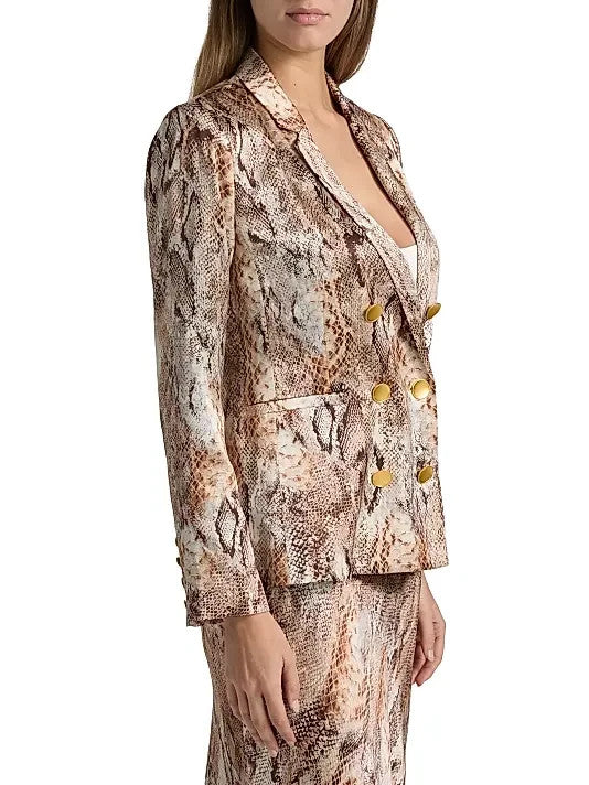 L'Agence Colin Double Breasted Silk Blazer MSRP $725