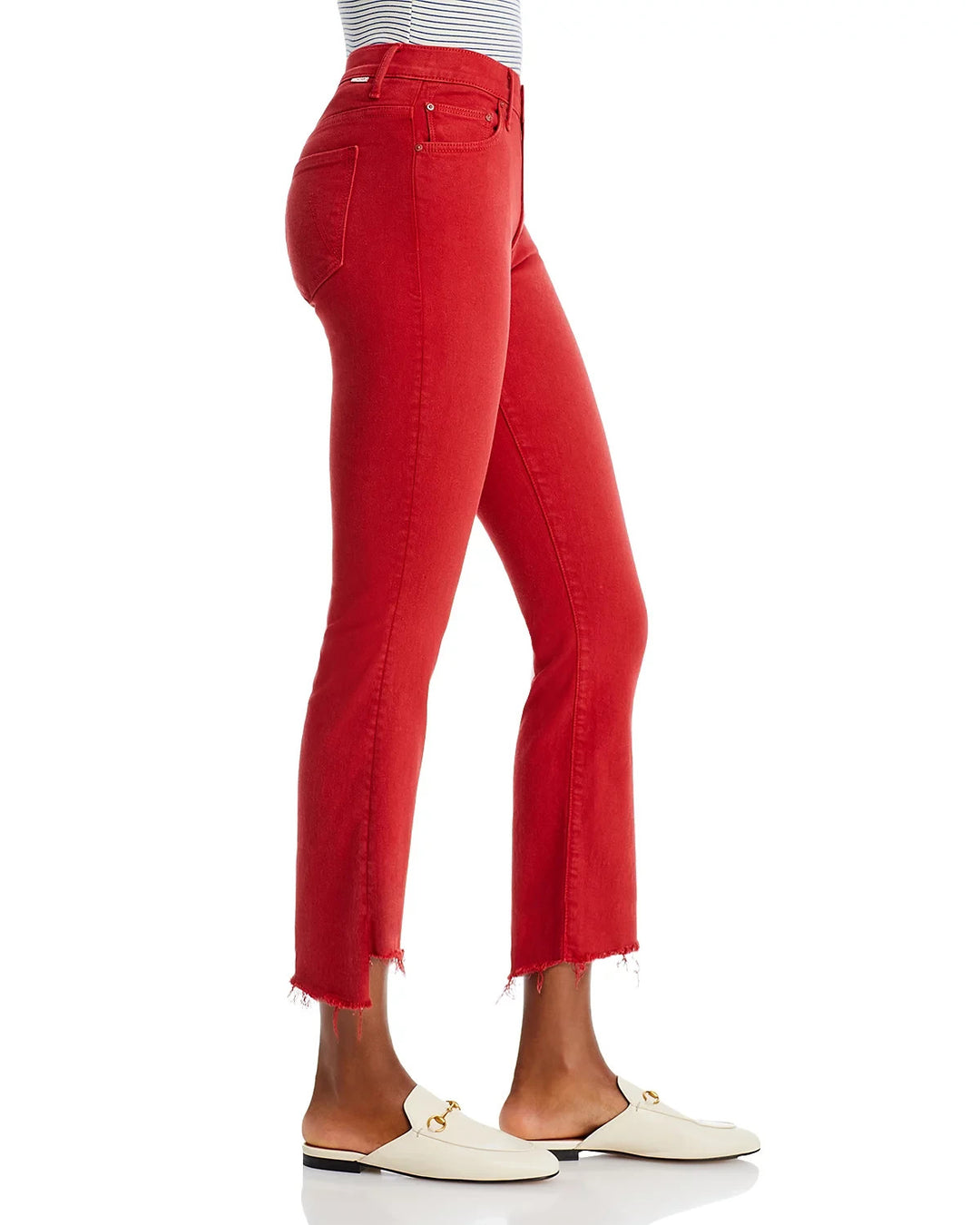 Mother the Insider Frayed Step Hem High Rise Cropped Bootcut Jeans MSRP $228