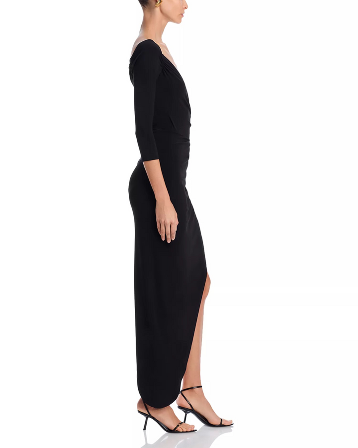 Norma Kamali Off Shoulder Sweetheart Side Drape Gown MSRP $250