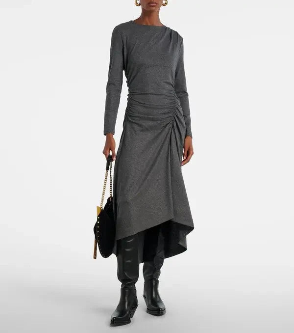 Veronica Beard Theodora Ruched Wool-blend Midi Dress MSRP $498