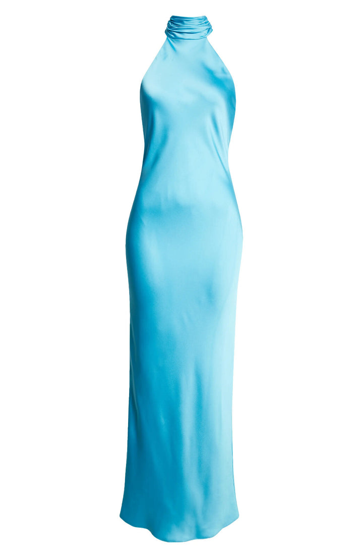 Ramy Brook Tatiana Satin Halter Gown MSRP $645