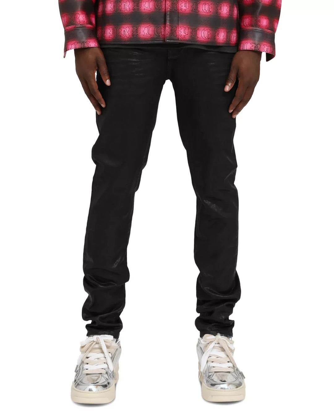 Purple Brand Coated Indigo Skinny Jeans MSRP $295