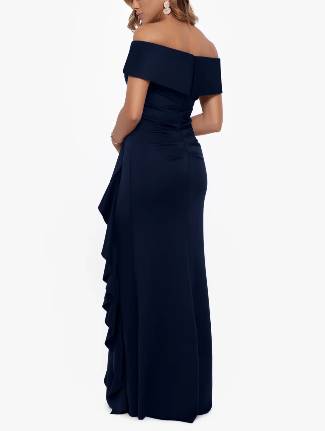XSCAPE Ruffled Off-The-Shoulder Gown MSRP $289