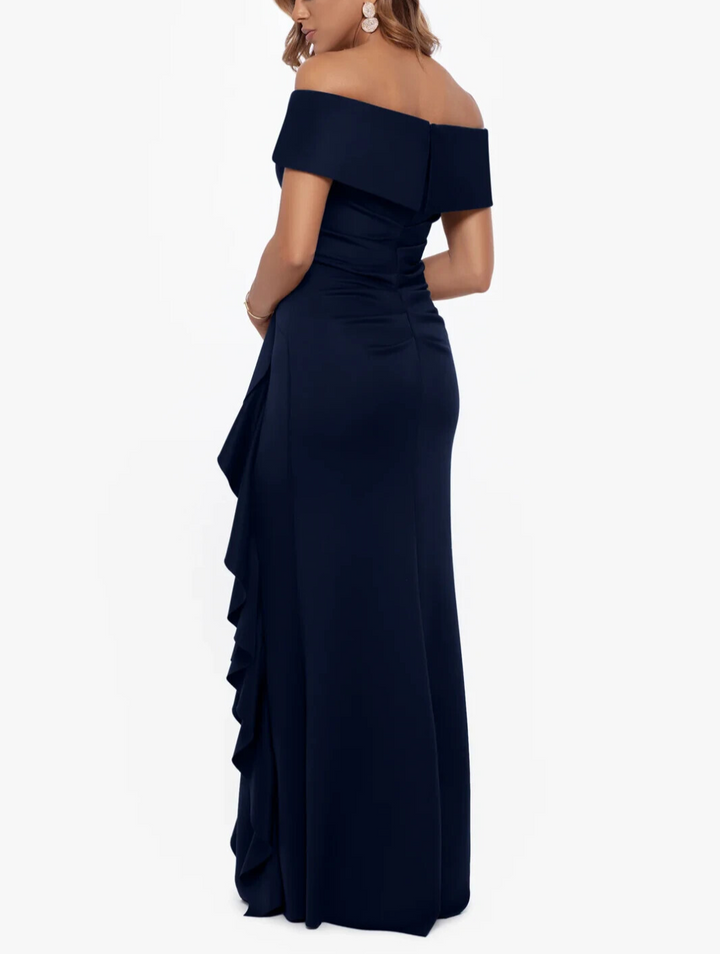 XSCAPE Ruffled Off-The-Shoulder Gown MSRP $289