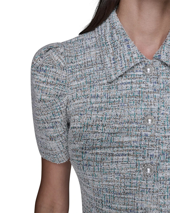 KARL LAGERFELD PARIS Tweed Knit A Line Dress MSRP $179