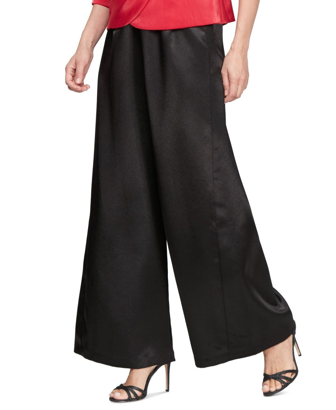 Alex Evenings Petite Satin Wide-Leg Pants MSRP $109