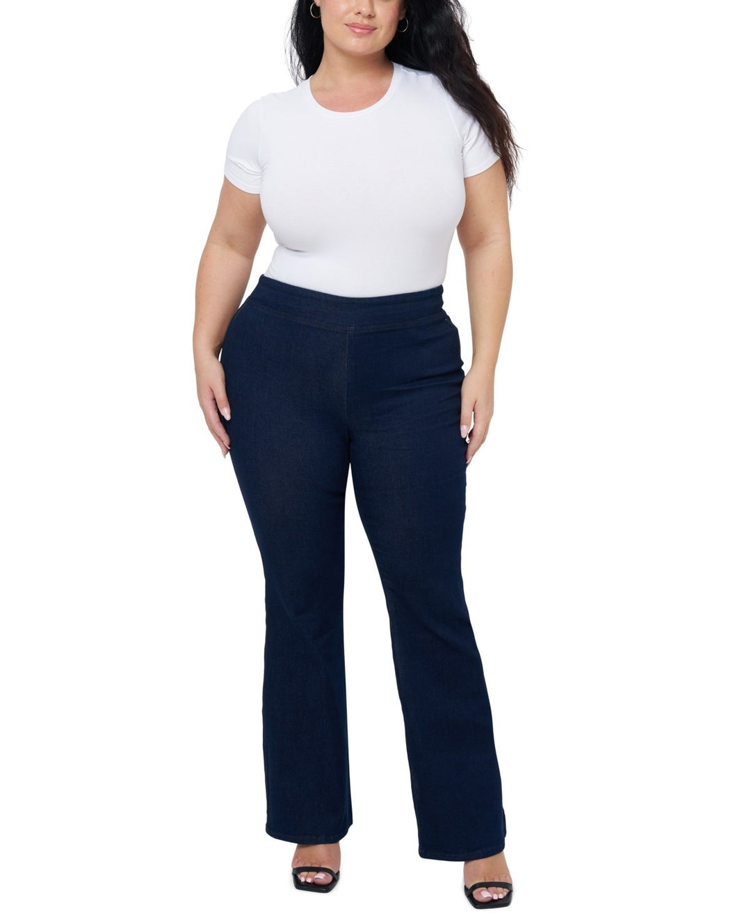 Seven7 Plus Size Flare High Rise Pull on Jeans MSRP $89