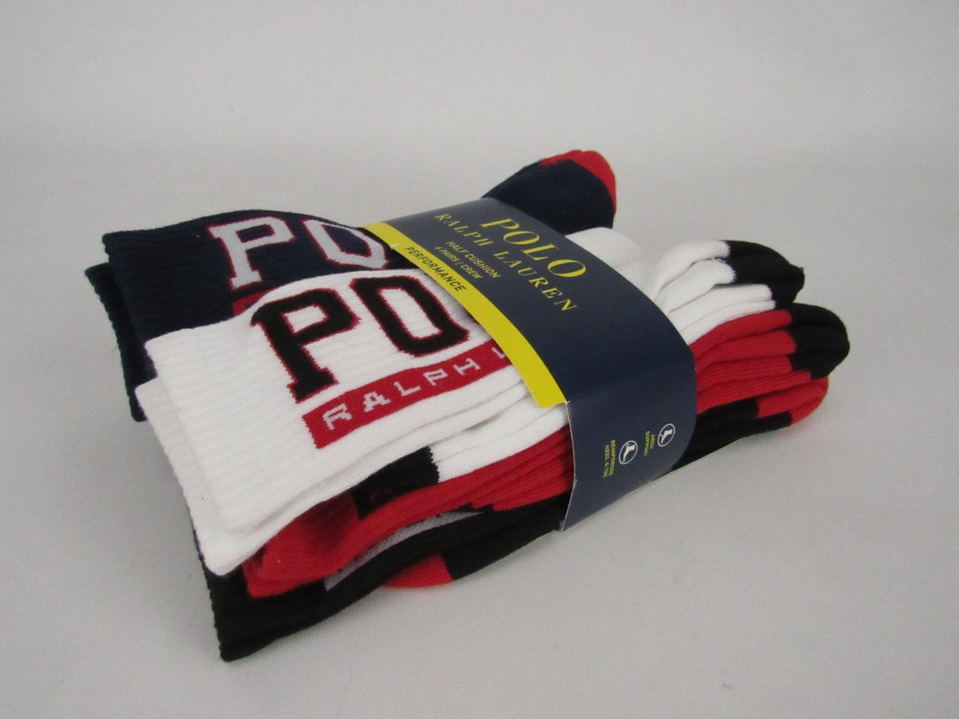 Polo Ralph Lauren Men's 6-Pack Varsity Logo Crew Socks MSRP $32