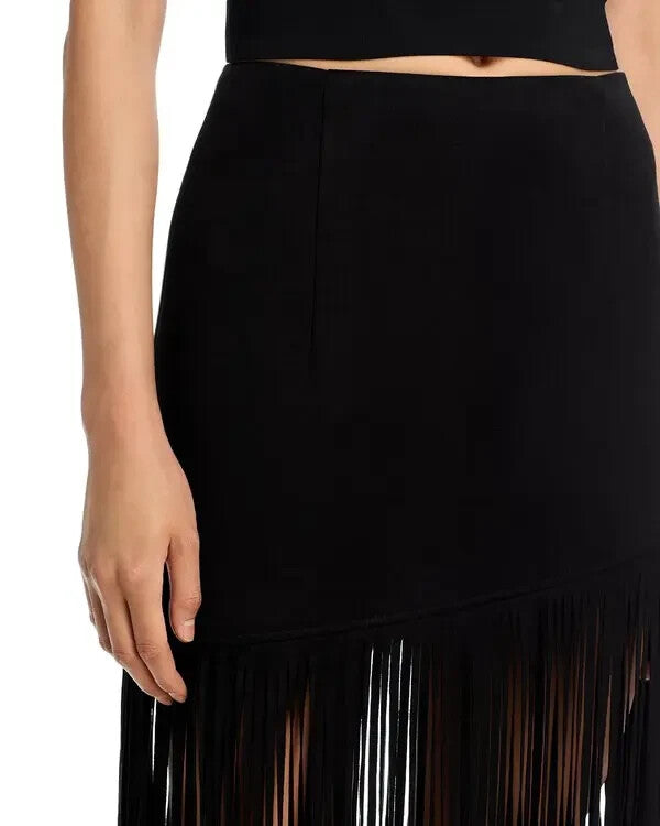 BAGATELLE.NYC Faux Suede Fringe Midi Skirt MSRP $89