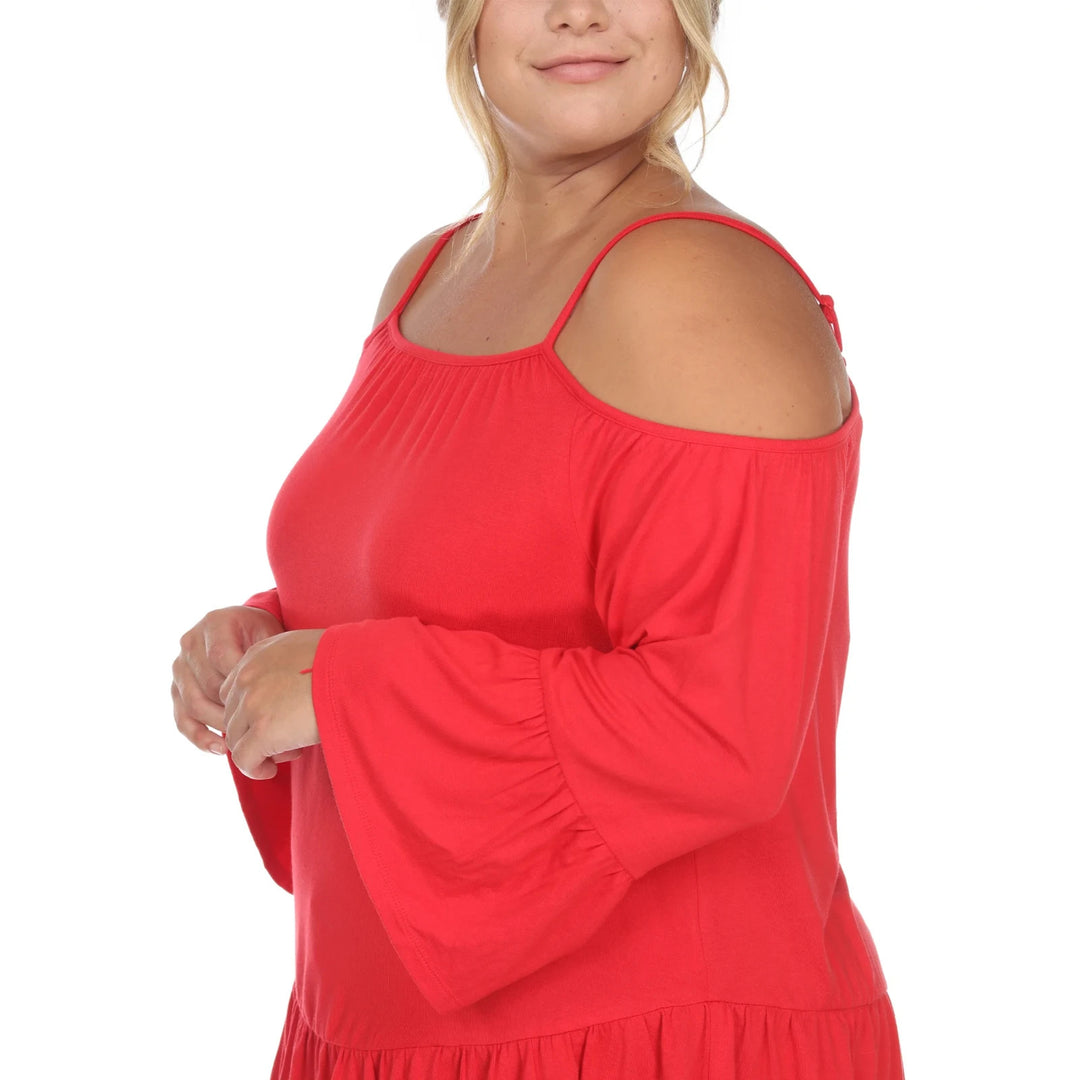 White Mark Women's Plus Size Cold Shoulder Ruffle Sleeve Top MSRP $46