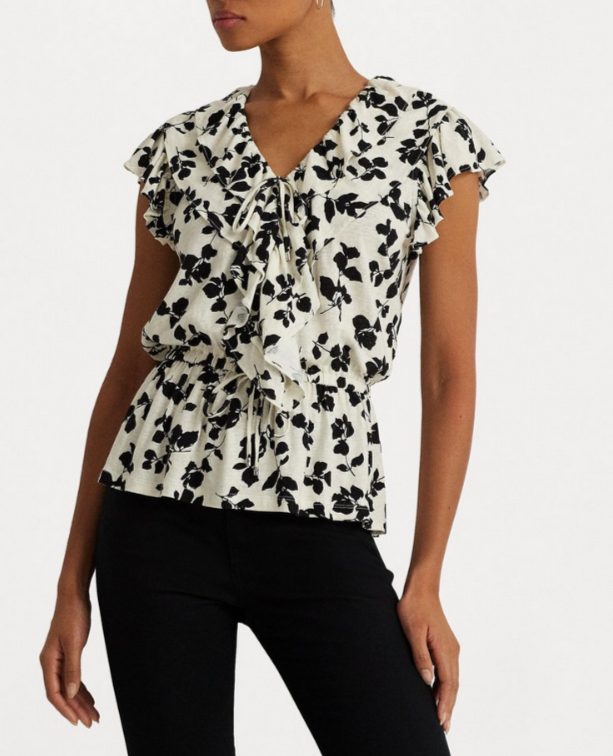 Lauren Ralph Lauren Flutter-Sleeve Peplum Top