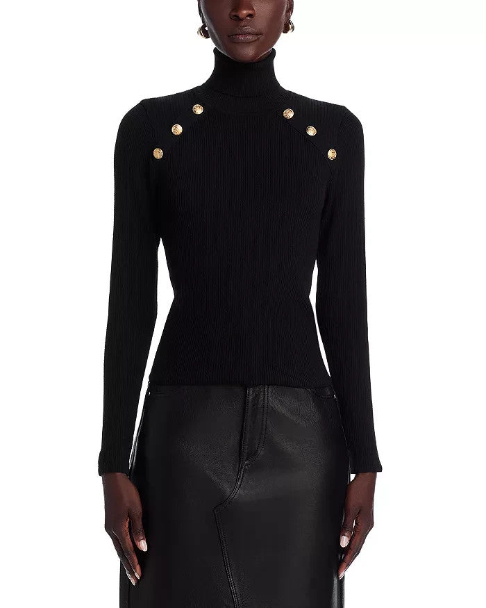 AQUA Button Trim Turtleneck Sweater MSRP $88