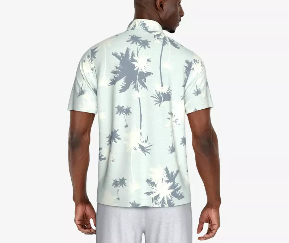 PGA TOUR Apparel Oversized Palm Print Short Sleeve Golf Polo Shirt MSRP $68