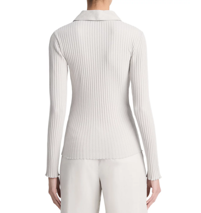 Vince Ribbed Polo Button Front Sweater MSRP $195