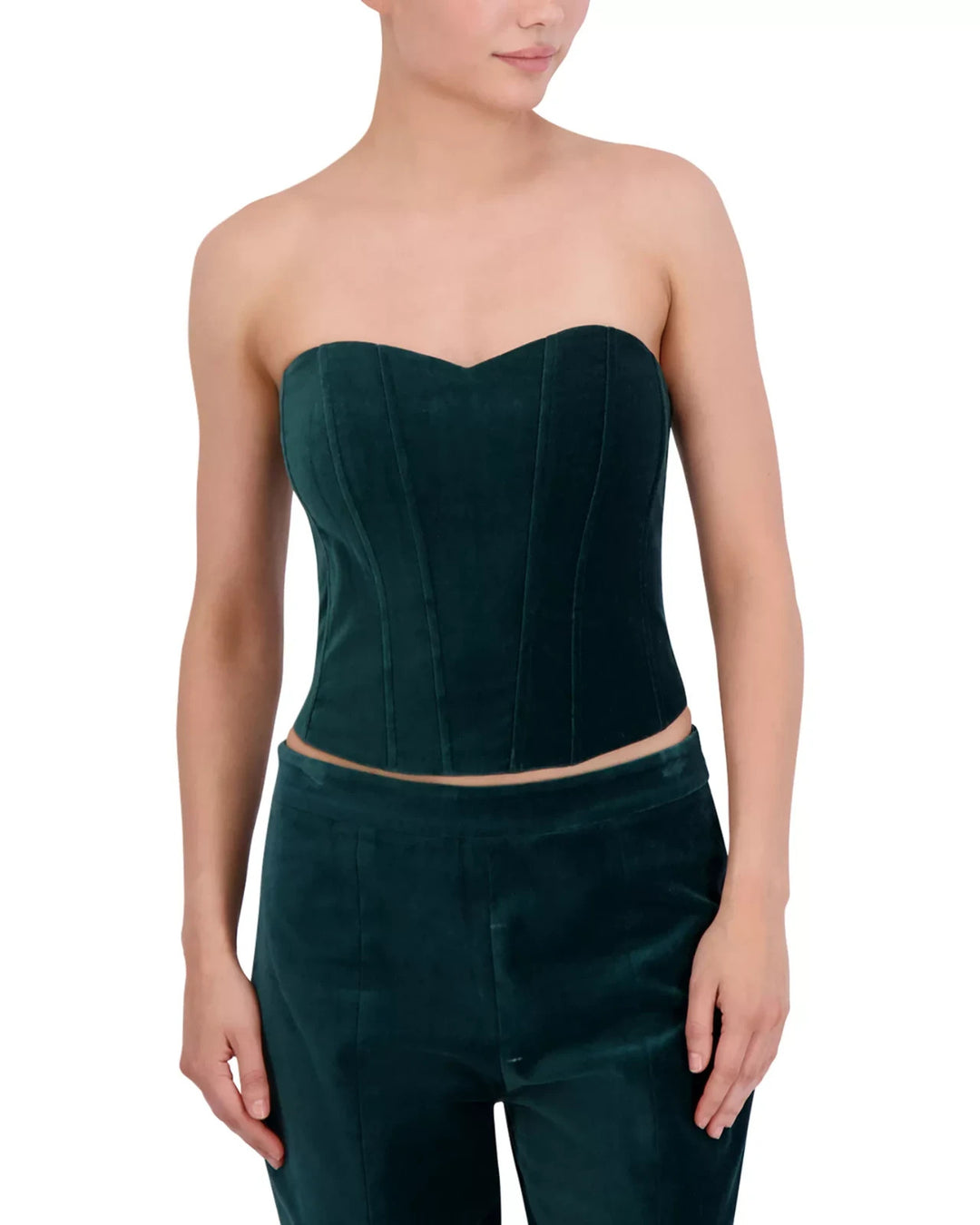 BCBGMAXAZRIA Strapless Velvet Bustier Top MSRP $158