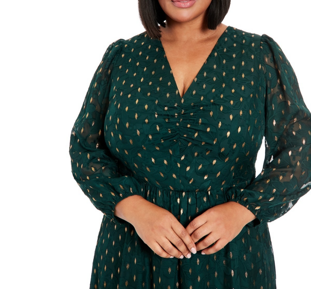 London Times Plus Size Clip-Dot Fit & Flare Dress MSRP $109
