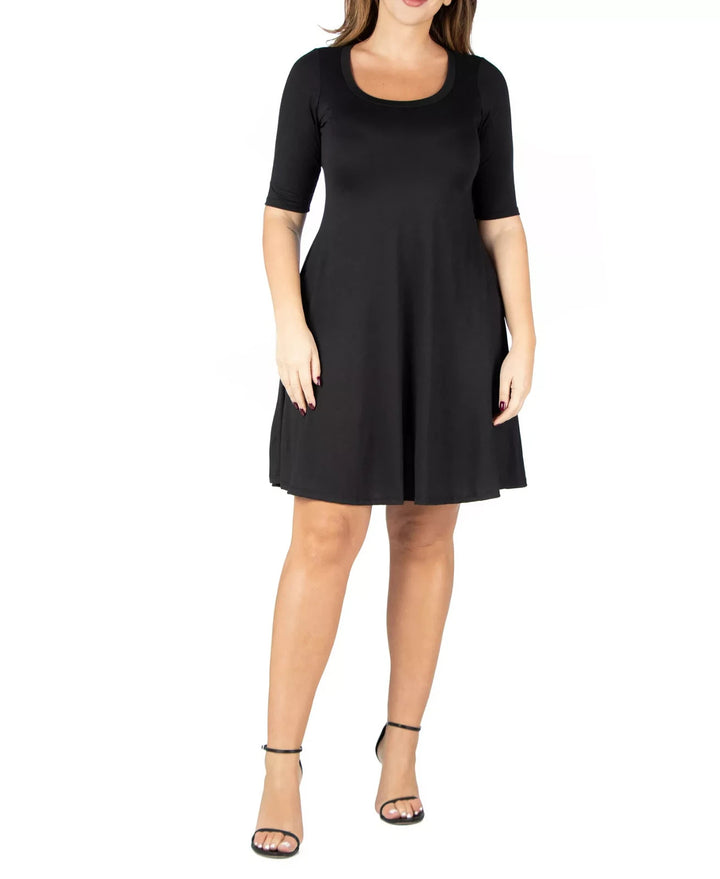 24seven Comfort Apparel Plus Size Knee Length Dress MSRP $58.99