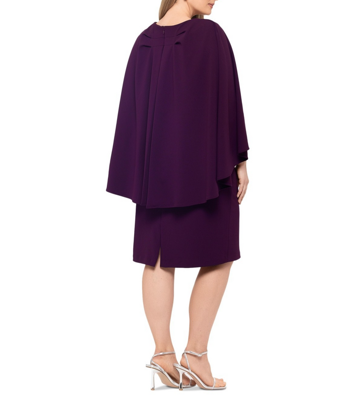 Betsy & Adam Plus Size Cape-Overlay Sheath Dress MSRP $249