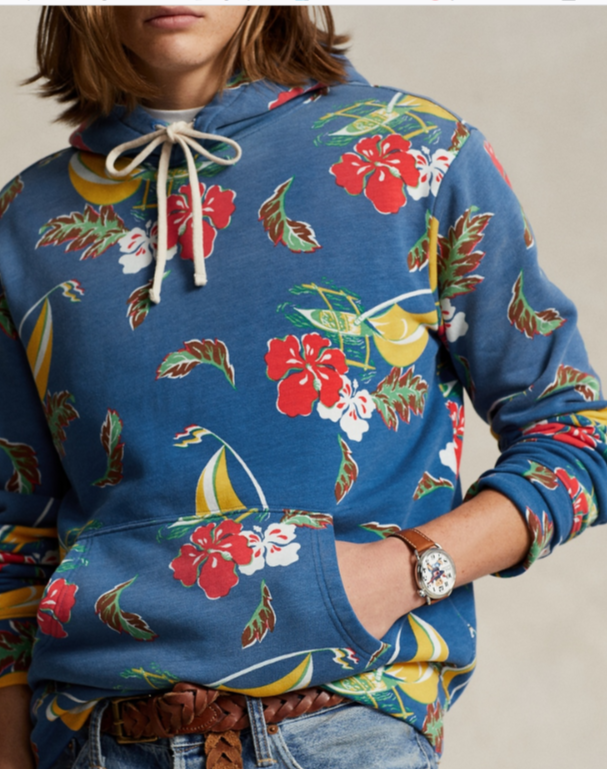Polo Ralph Lauren Sailboat-Floral Fleece Hoodie MSRP $248