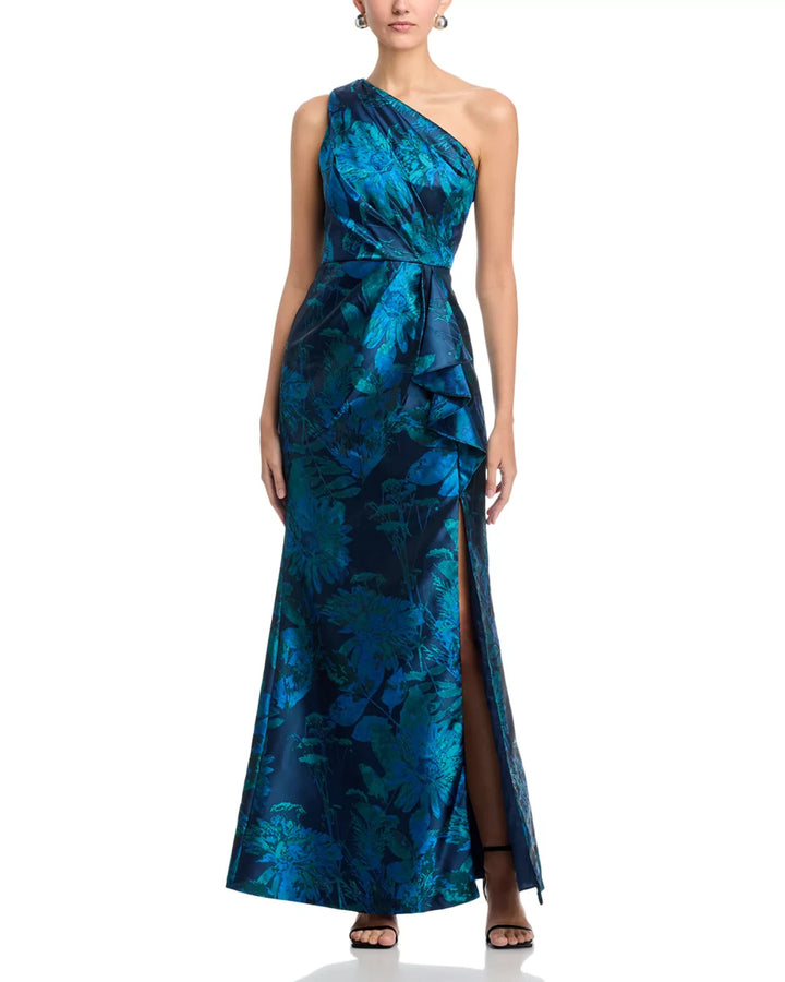Adrianna Papell One Shoulder Jacquard Gown MSRP $269
