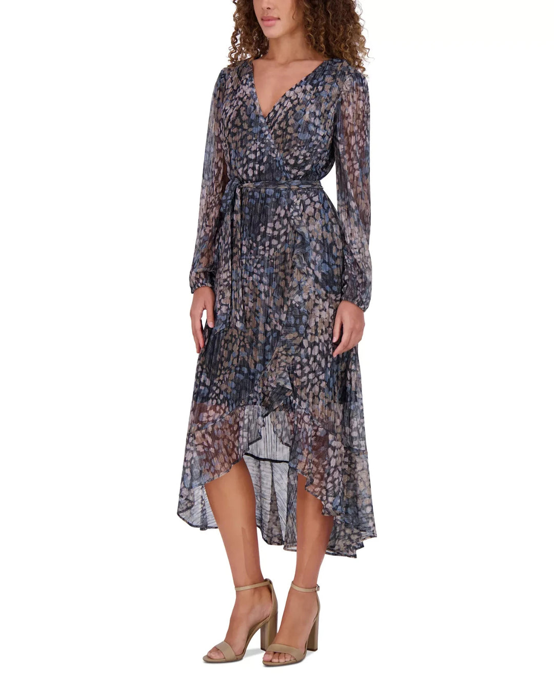 kensie Women's Printed High-Low Midi Dress MSRP $138
