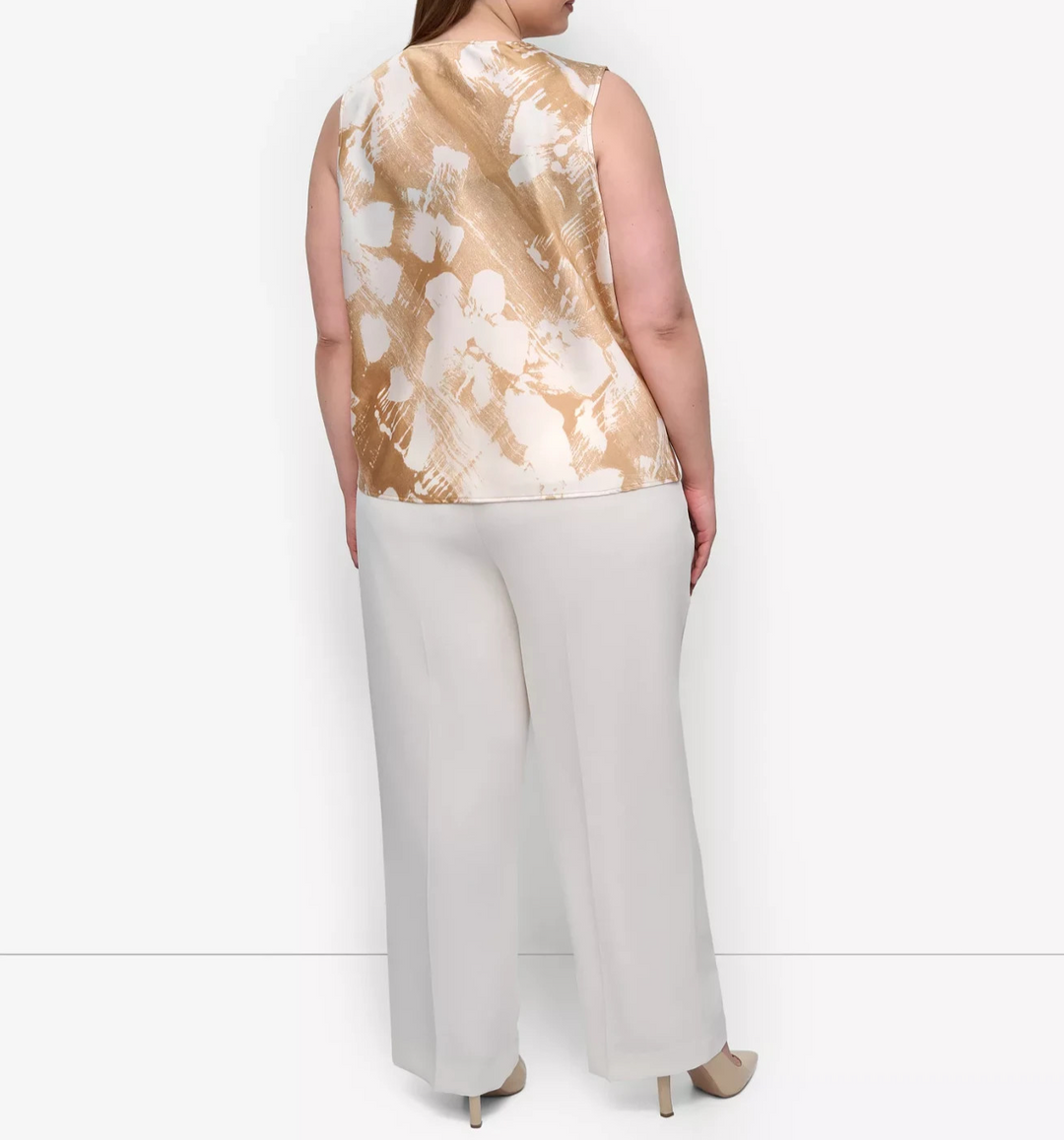 DKNY Plus Size Printed Cowlneck Sleeveless Blouse MSRP $69