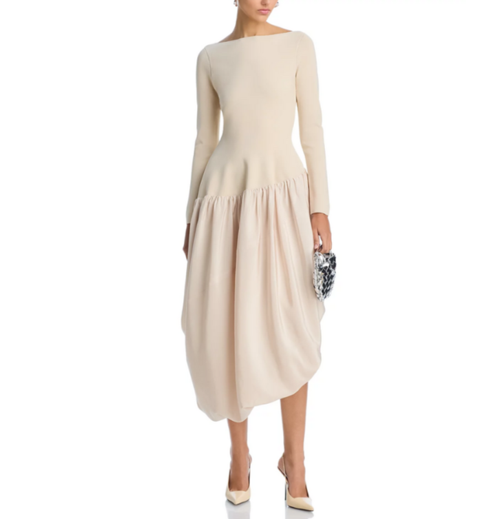 SIMKHAI Angela Long Sleeve Midi Dress MSRP $845