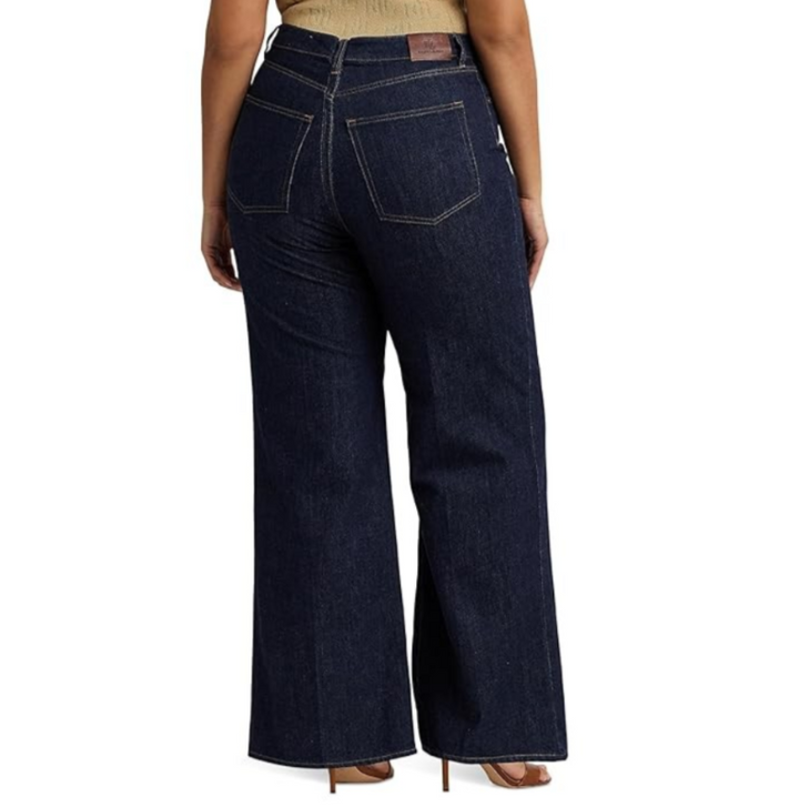 Lauren Ralph Lauren Plus Size Mid-Rise Wide-Leg Jeans MSRP $145