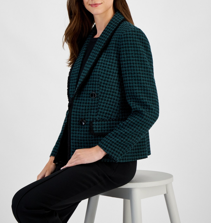 Kasper Women's Tweed Faux Double-Breasted Jacket MSRP $139