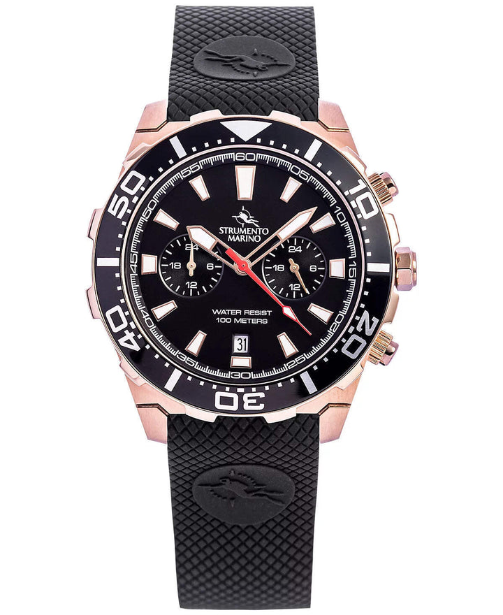 Strumento Marino Men's Skipper  Black Silicone Strap Watch 44mm WH 482