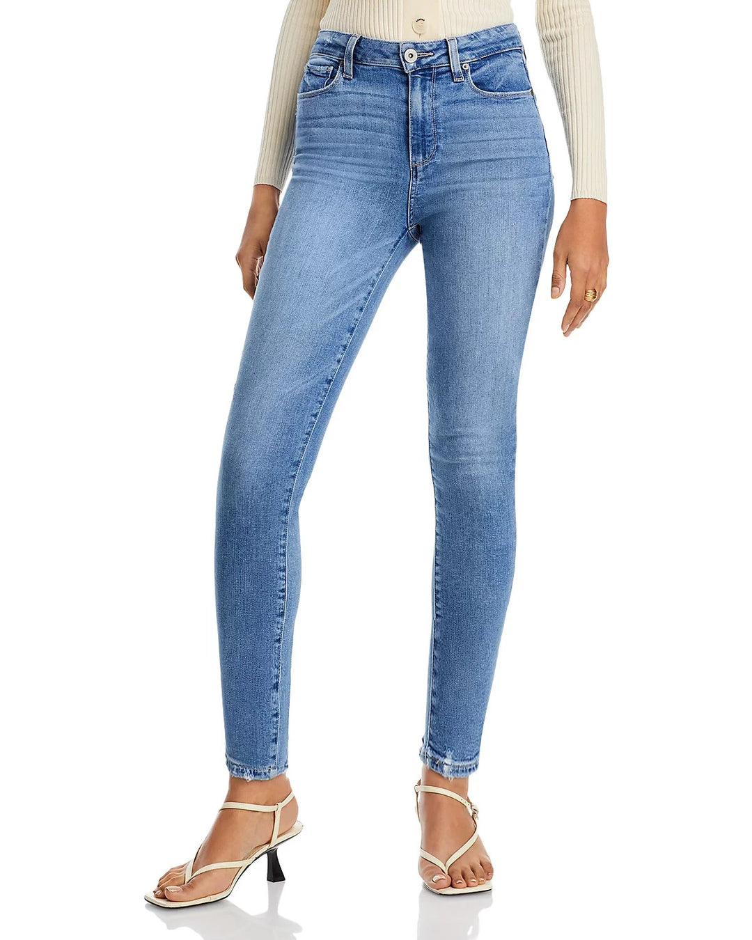PAIGE Hoxton High Rise Cropped Raw Hem Skinny Jeans MSRP $225
