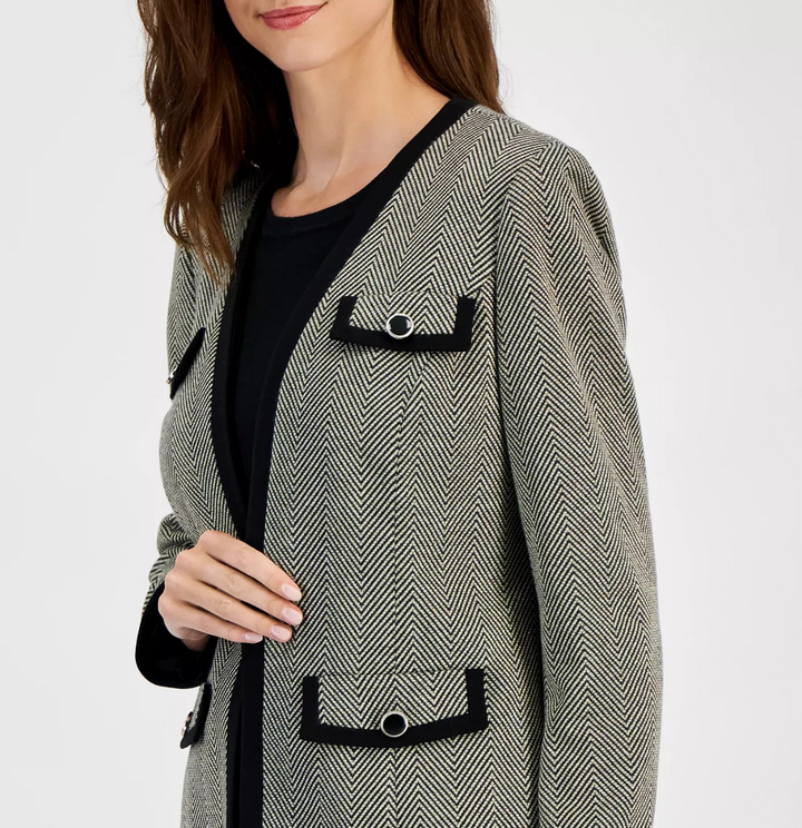 Kasper Women's Herringbone Framed Jacket MSRP $139