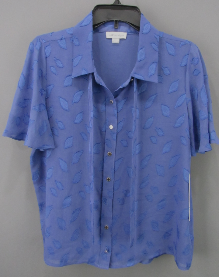 Calvin Klein Flutter Sleeve Printed Blouse MSRP $89