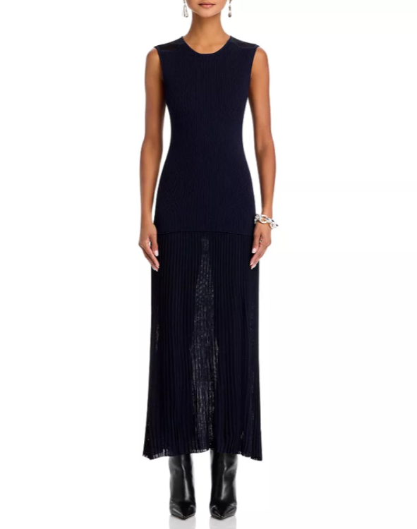 Derek Lam 10 Crosby Lecco Dropped Waist Mixed Media Maxi Dress MSRP $425