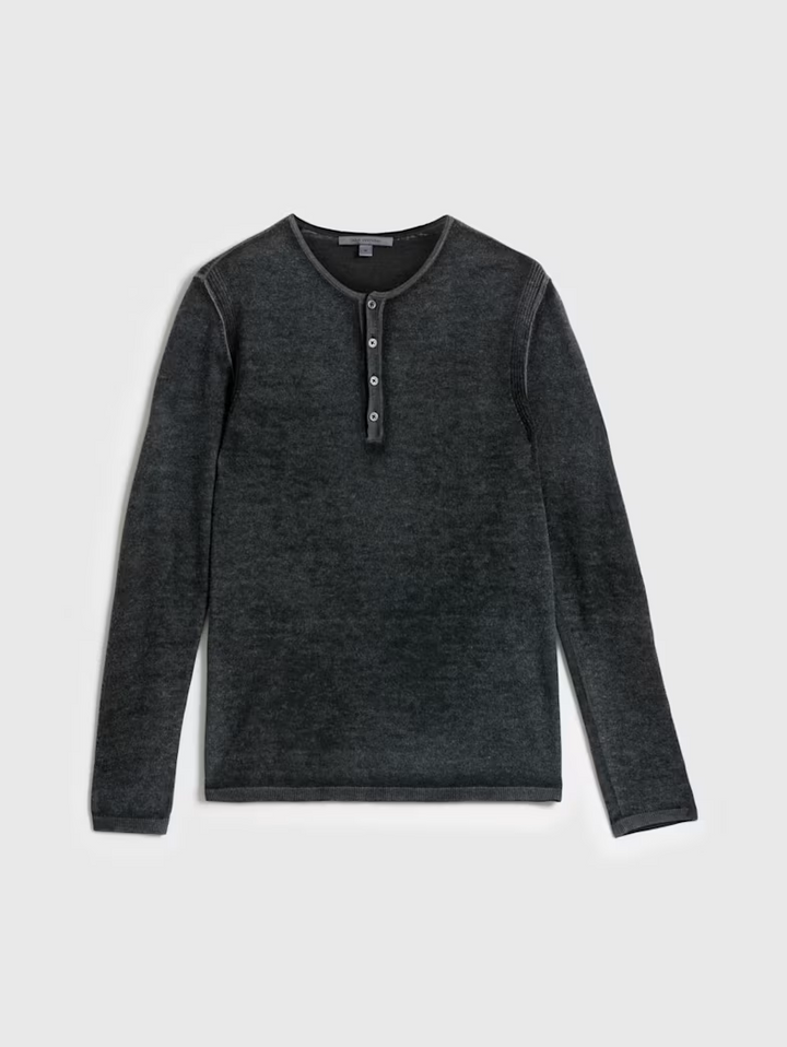 John Varvatos Christie Reversible Regular Fit Long Sleeve Silk Henley MSRP $448