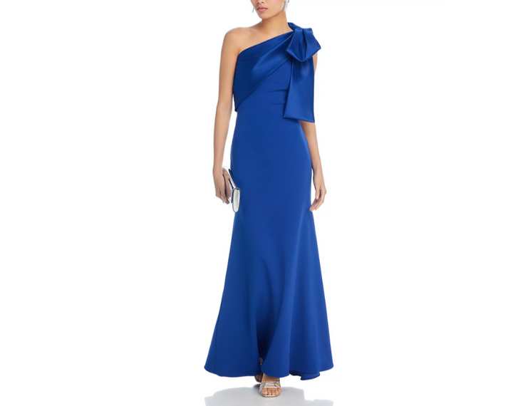 AQUA Long Satin Bow Maxi Dress MSRP $278