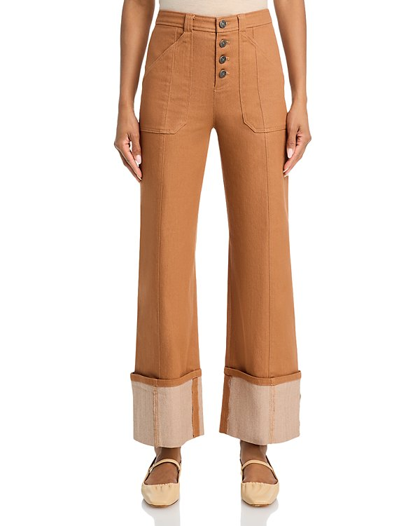 Cinq a Sept Benji Cropped Wide Leg Denim Pants MSRP $295