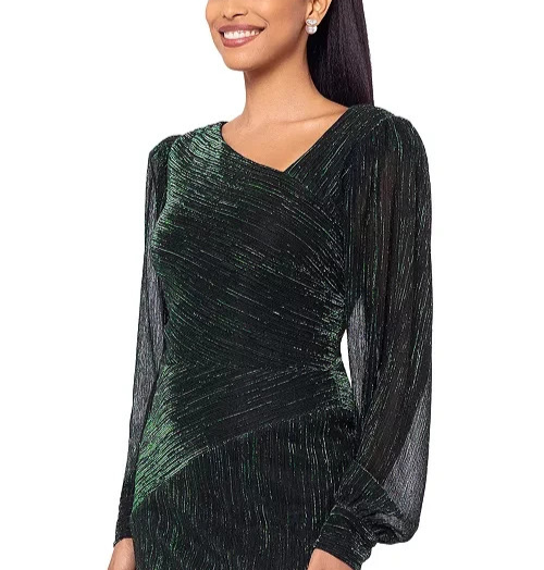 Betsy & Adam Metallic Crinkled Gown MSRP $279