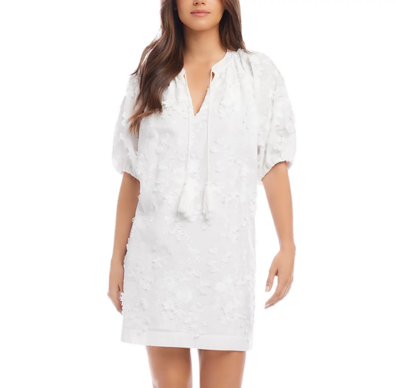 Karen Kane Embroidered Tassel Shift Dress MSRP $188