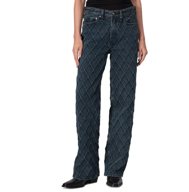 rag & bone Logan Quilted Mid Rise Wide Leg Jeans MSRP $318