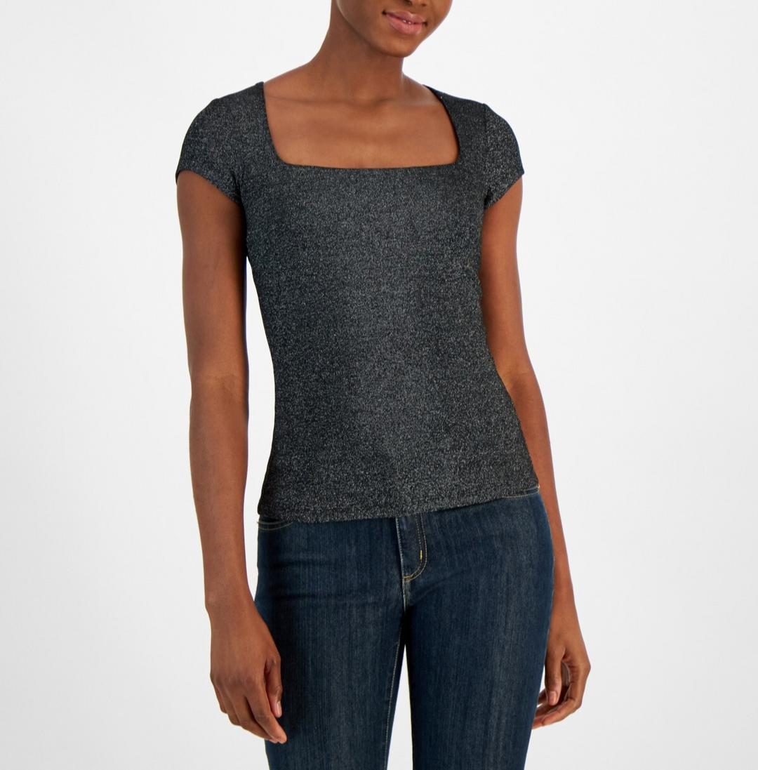 MICHAEL Michael Kors Metallic Cap-Sleeve Top MSRP $78