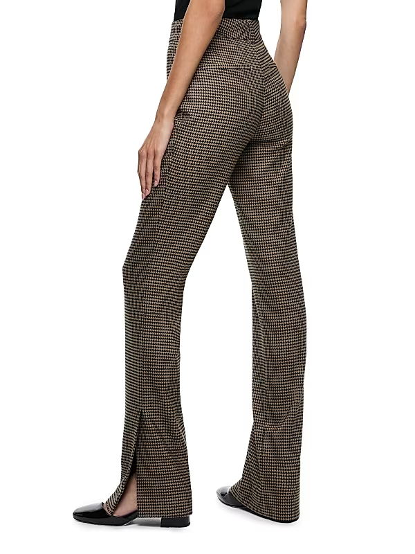 Alice + Olivia New Olivia Houndstooth Slim Flare Trousers MSRP $350