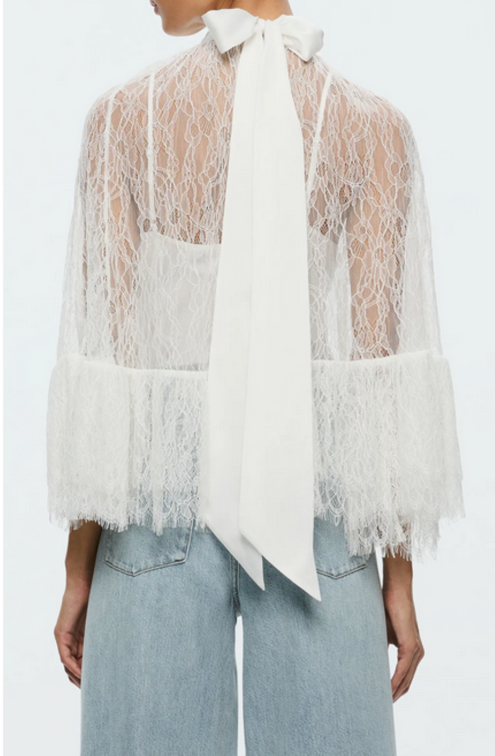 Alice and Olivia Zenon Lace Cape Top with Cami Lining MSRP $495
