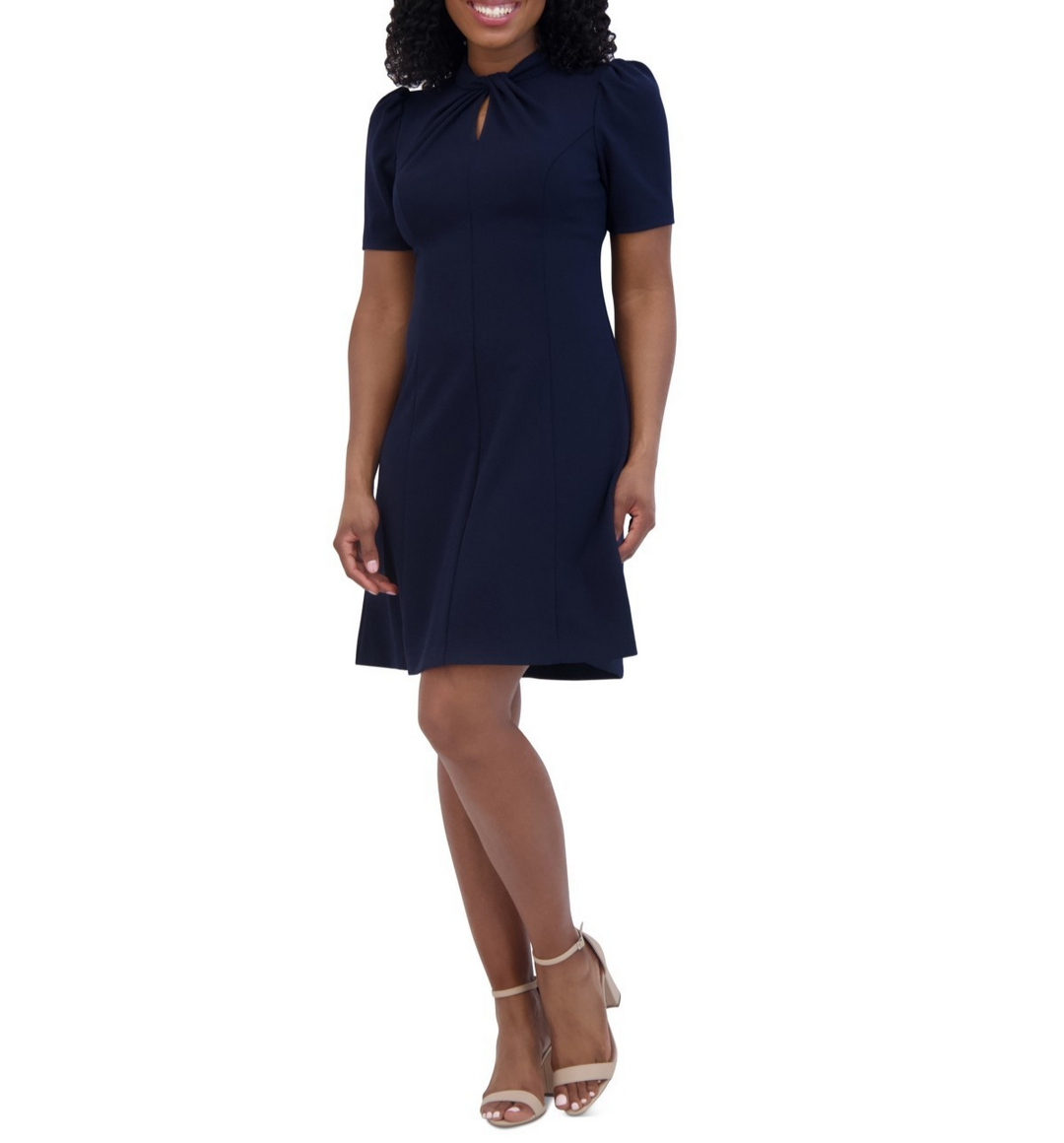 Jessica Howard Petite Twist-Neck Short-Sleeve Dress MSRP $119