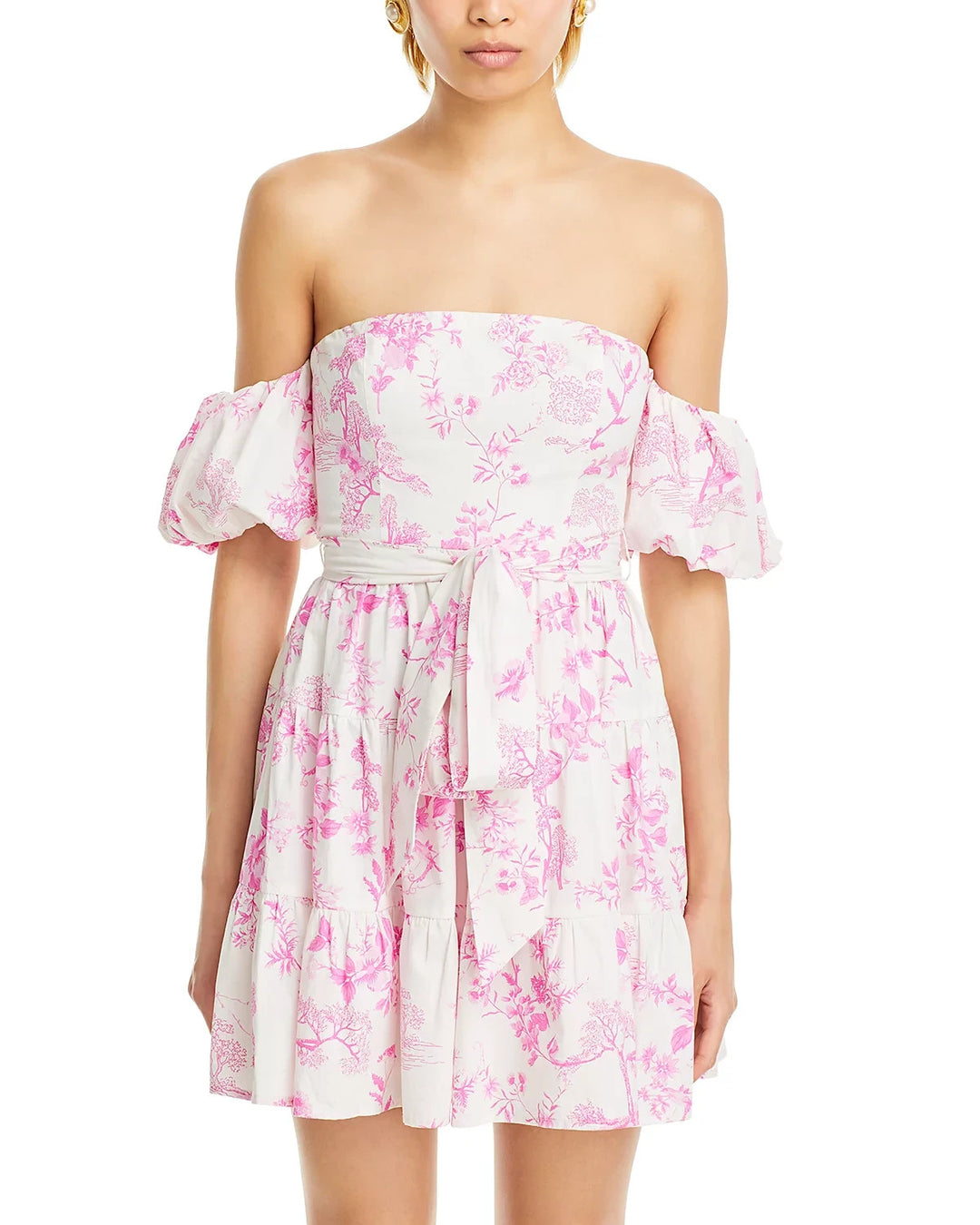 AQUA Puff Sleeve Off-the-Shoulder Dress MSRP $98