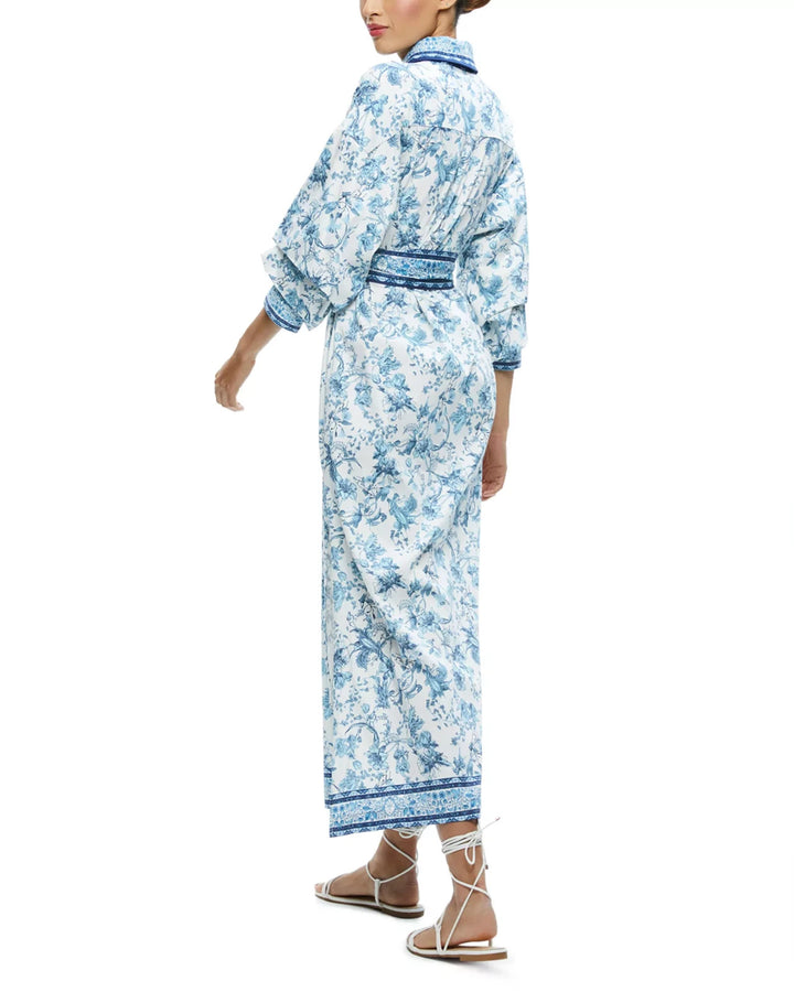 Alice and Olivia Tanika Printed Button Down Maxi Dress MSRP $495