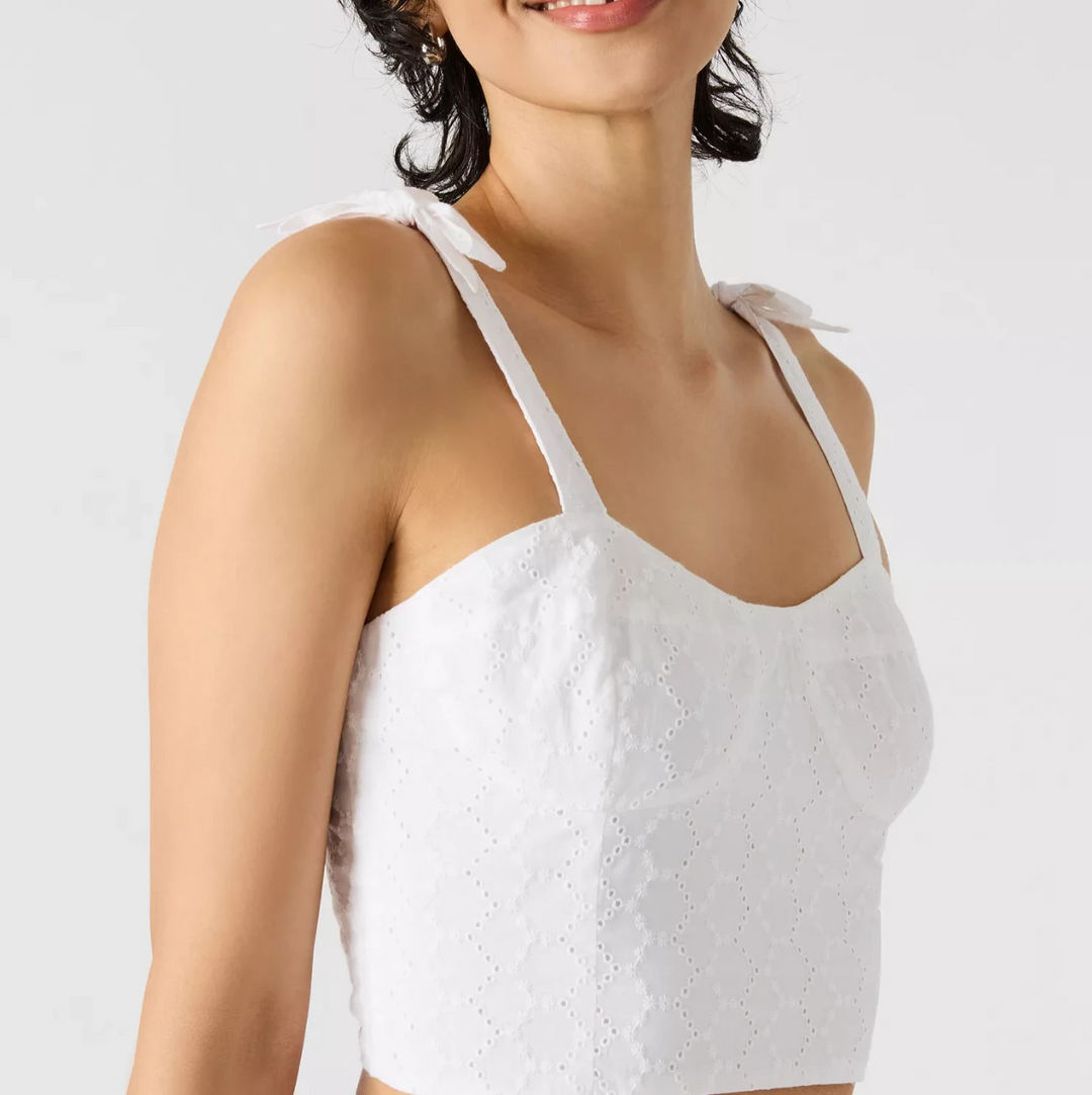 Steve Madden Embroidered Tie-Shoulder Top MSRP $69