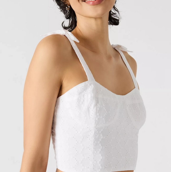 Steve Madden Embroidered Tie-Shoulder Top MSRP $69