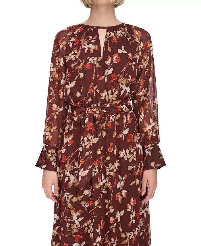 Calvin Klein Printed Round-Neck Midi Dress MSRP $139